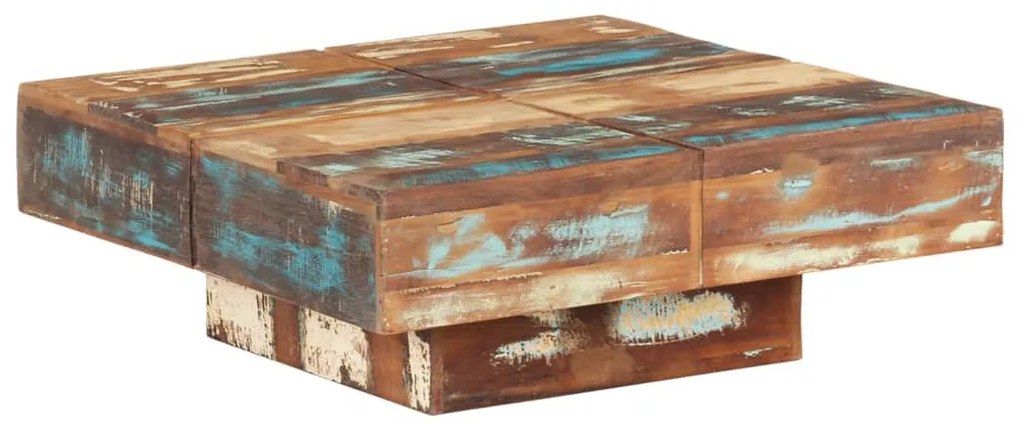 Mesa de centro 80x80x28 cm madeira recuperada maciça