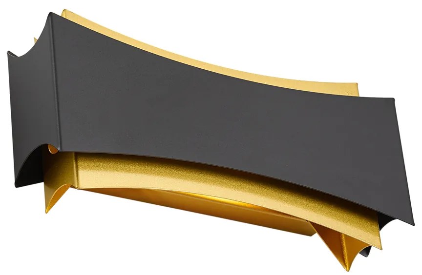 Candeeiro de parede moderno preto com dourado - Plats Moderno