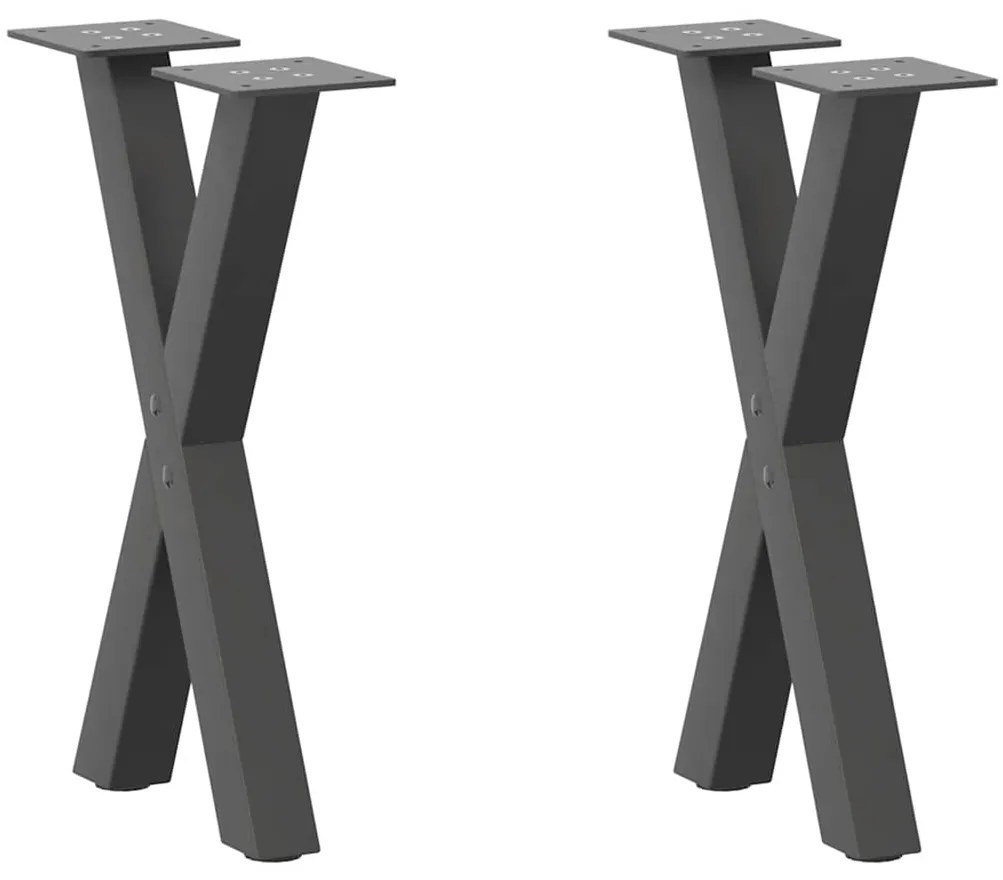 Pés para mesa de centro em formato de X, 2 peças, antracite, 28x(42-43