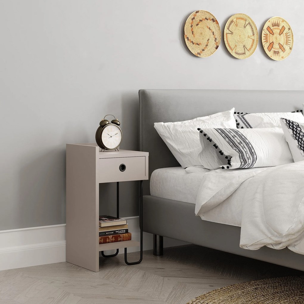 Mesa de Cabeceira Sirius Left – Light Mocha – 32x61x30 cm