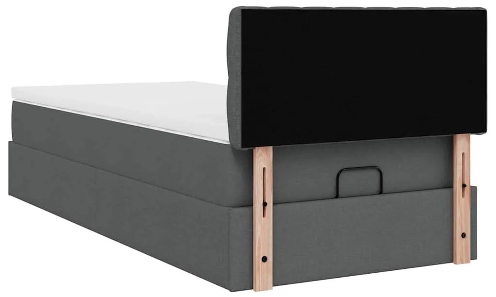 Cama otomana com colchão 90x200 cm tecido cinzento escuro