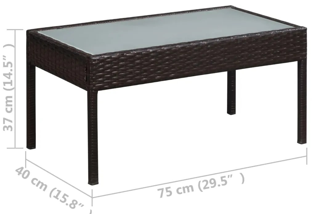 5 pcs conjunto lounge jardim c/ almofadões vime PE castanho