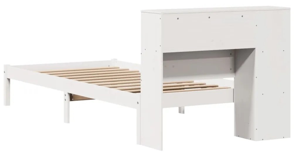 Cama com estante sem colchão 75x190 cm pinho maciço branco