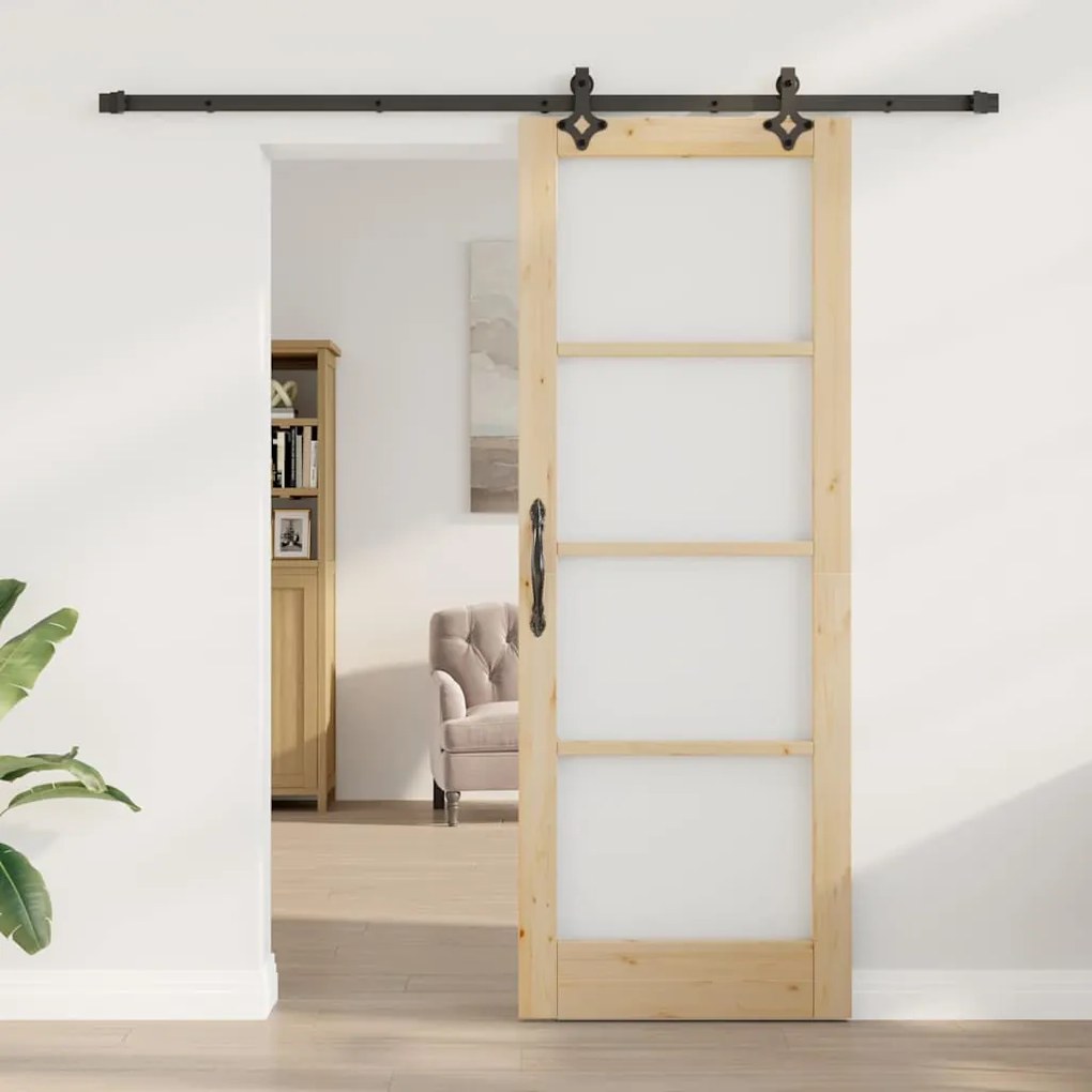 Conjunto de Porta Deslizante vidaXL com Kit de Hardware 78x211 cm Made