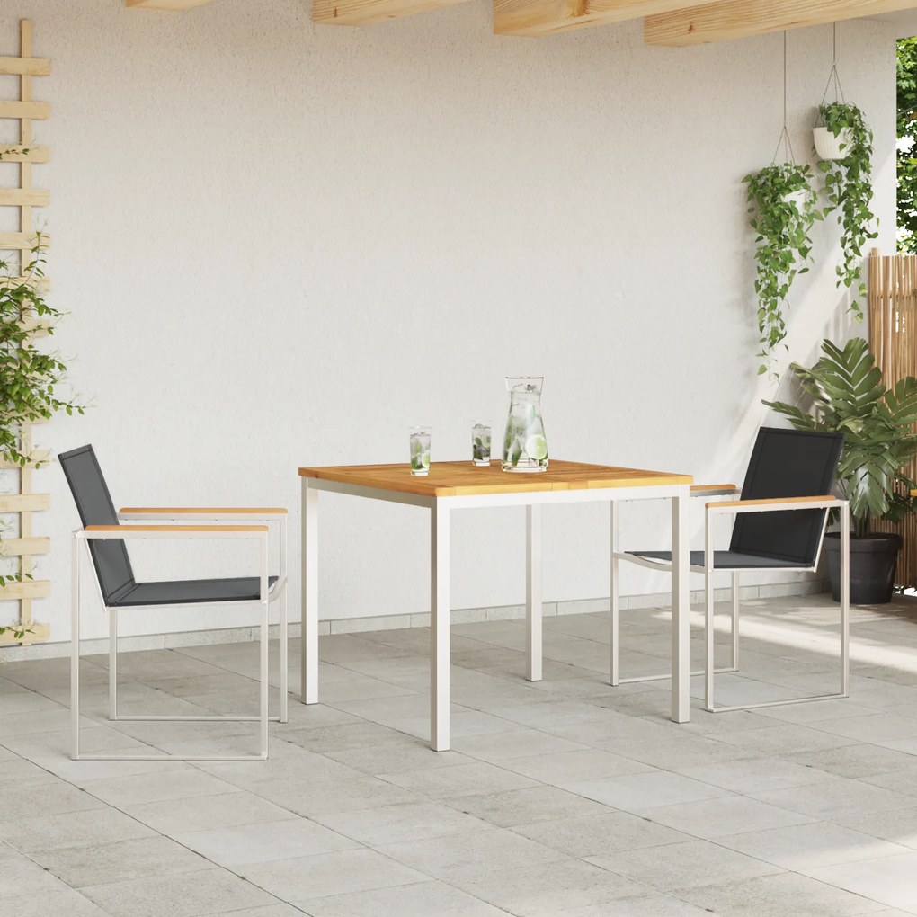 Conjunto de Jantar para Jardim vidaXL 3 Peças em Madeira Sólida de Tec