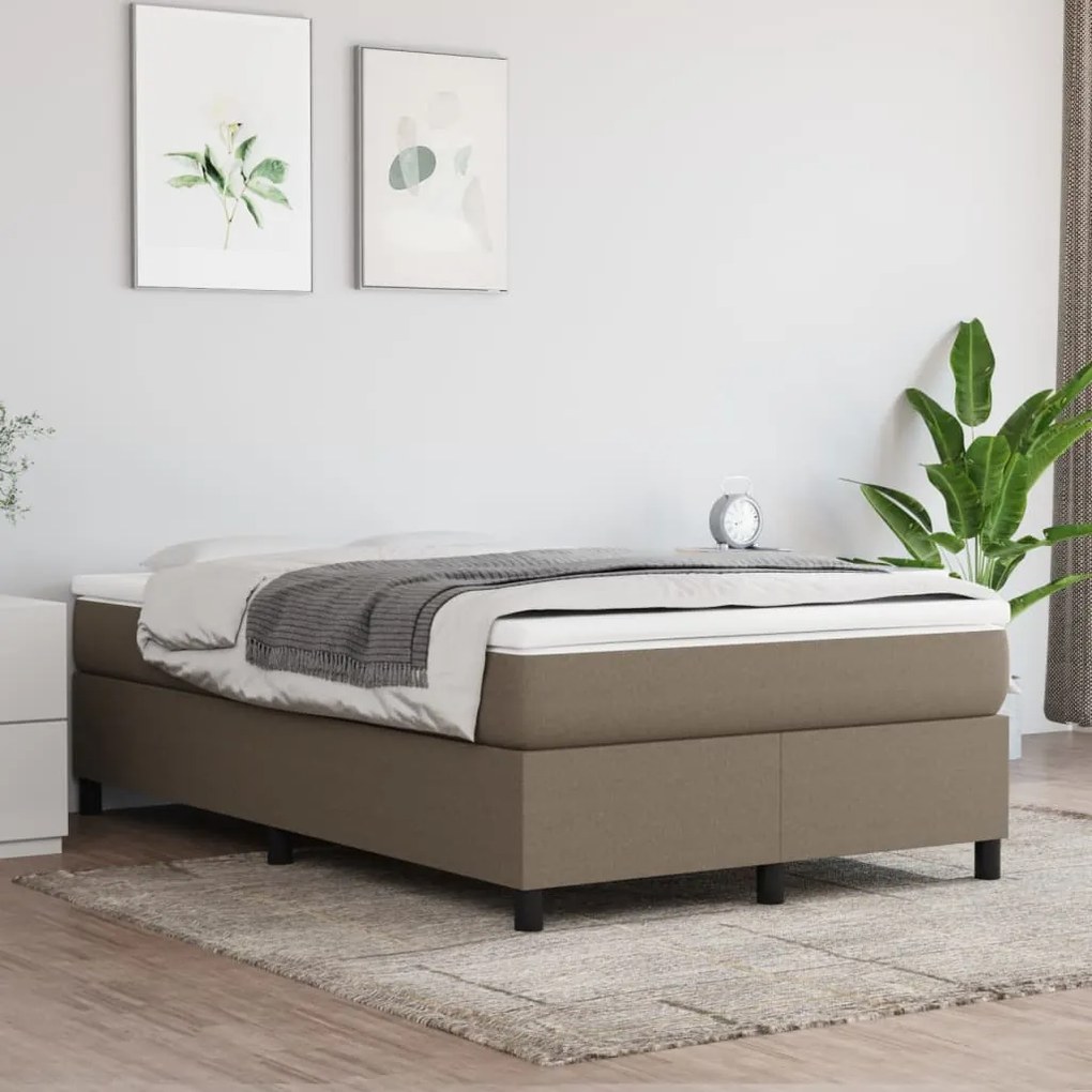 vidaXL Estrutura de cama com molas sem colchão 120x200 cm tecido cinza-acastanhado