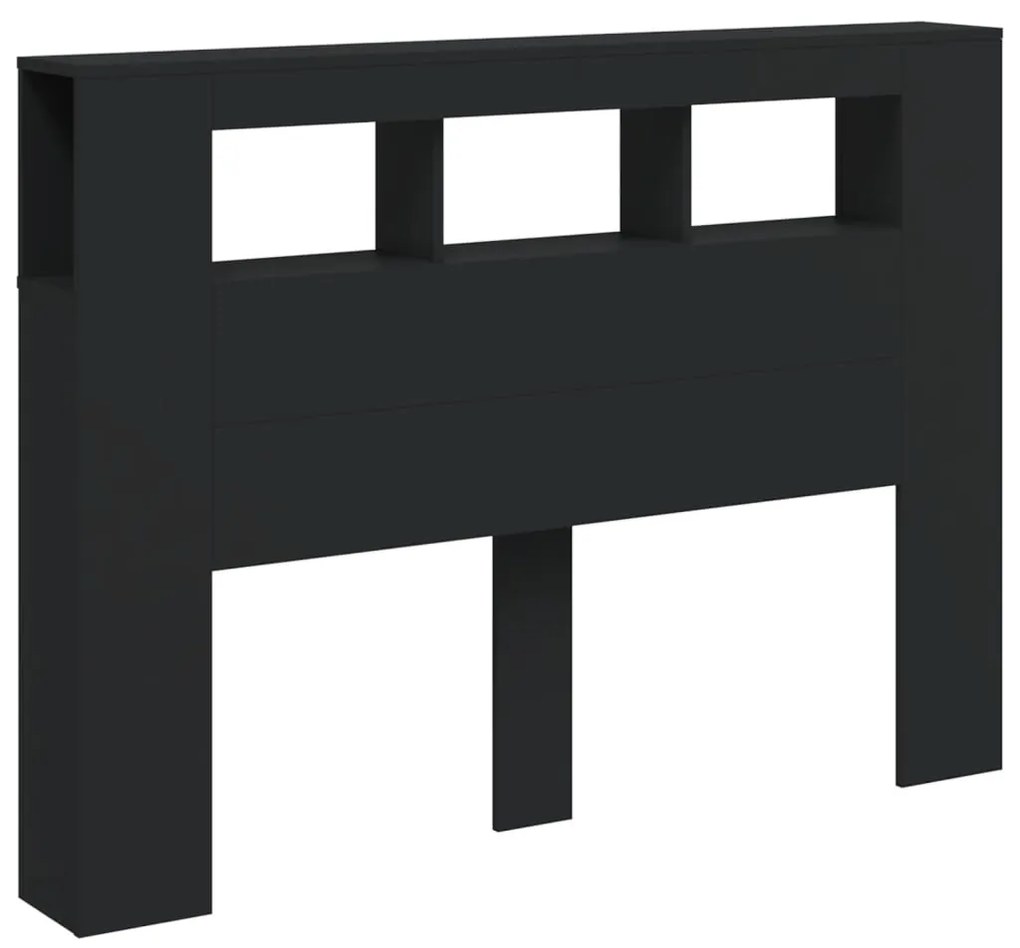 Cabeceira cama c/ LEDs 140x18,5x103,5 cm deriv. madeira preto