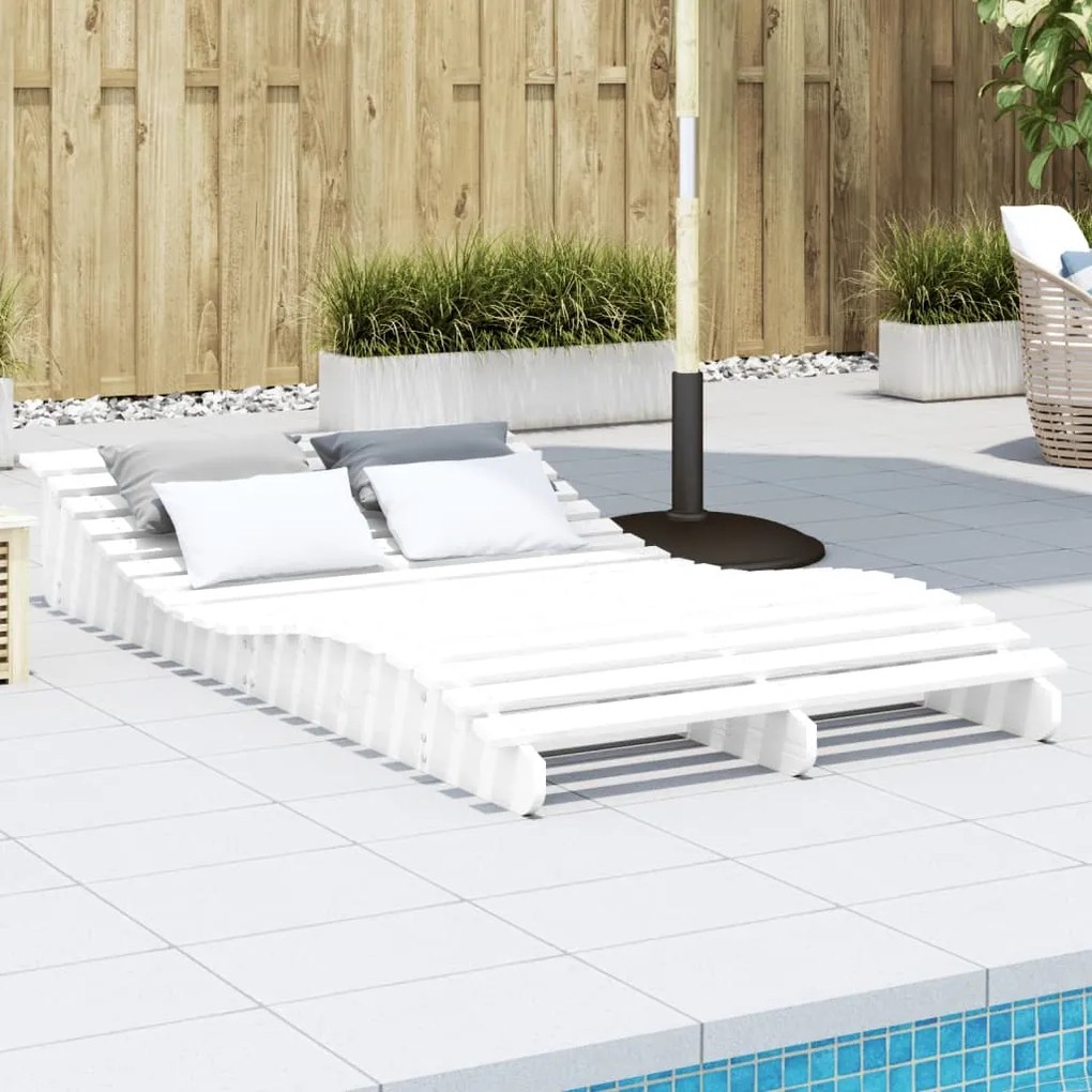 vidaXL Espreguiçadeira 205x110x31,5 cm madeira de pinho maciça branco