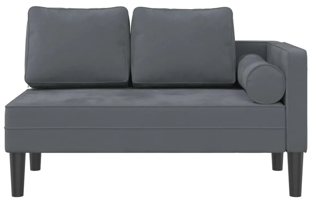 Chaise lounge com almofadões veludo cinzento-escuro