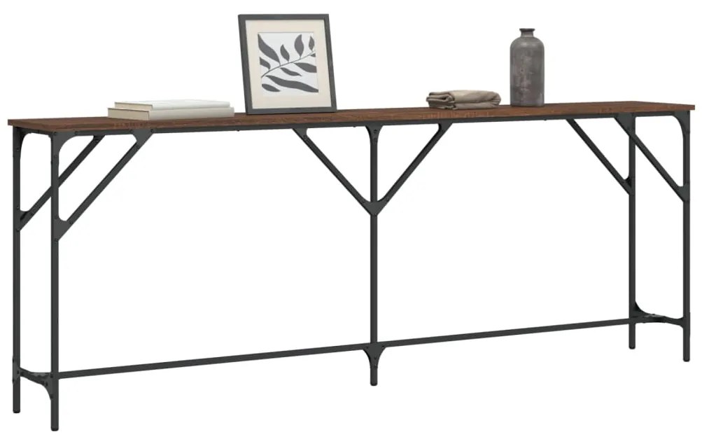 Mesa consola 200x29x75 cm derivados madeira carvalho castanho