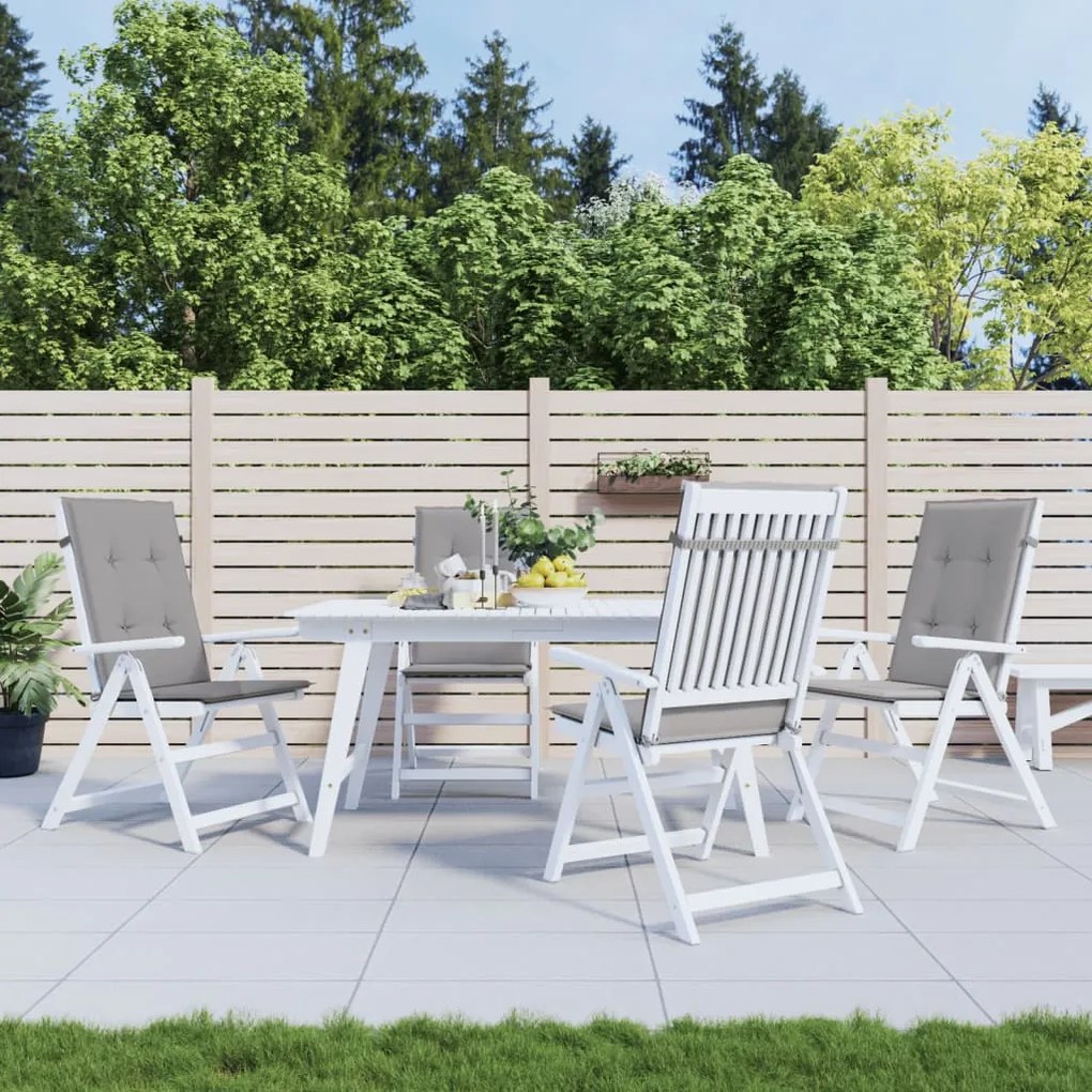 vidaXL Almofadões para cadeiras altas de jardim 4 pcs tecido cinzento
