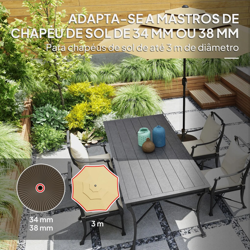 Base para Chapéu de Sol Redonda Suporte para Chapéu de Sol Preenchível com Água 23L ou Areia 28kg Ø55x30 cm Castanho