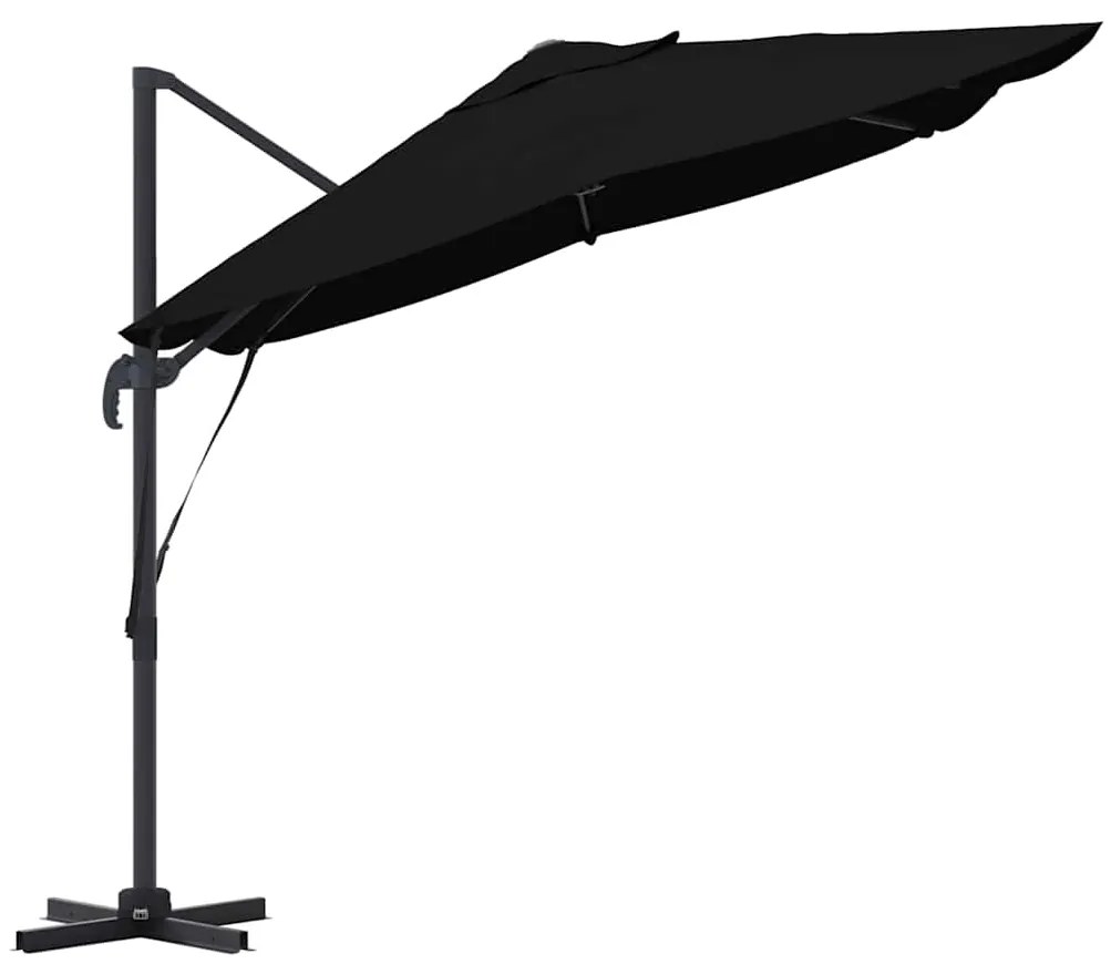 Guarda-Sol Cantilever Roma Preto 352x251x260 cm em Alumínio