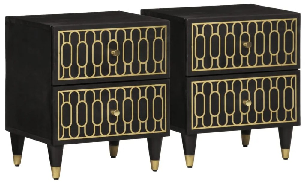 vidaXL Mesas de cabeceira 2 pcs 40x33x46 cm madeira mangueira maciça