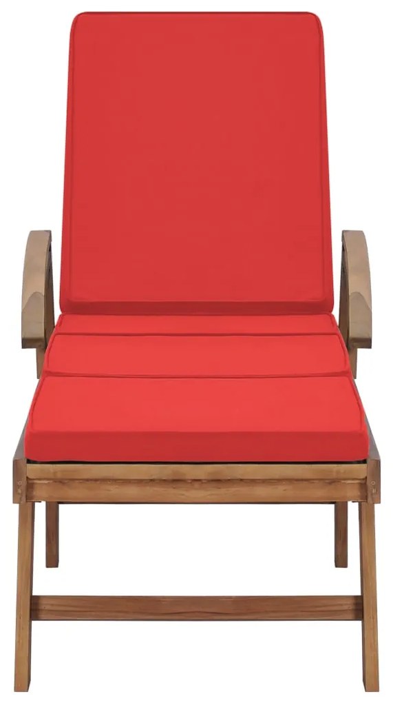Espreguiçadeiras c/ almofadões 2 pcs teca maciça vermelho