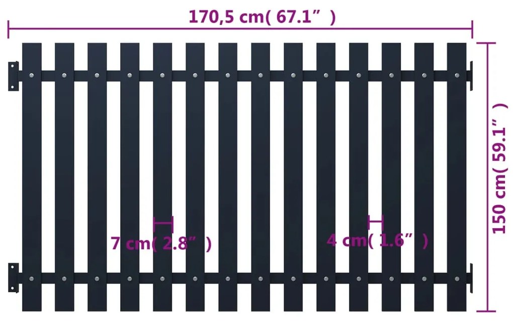 Cerca de jardim 170,5x150 cm aço revestido a pó antracite