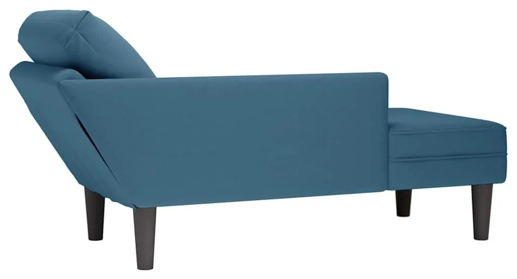 Chaise lounge c/ almofada/apoio de braços direito veludo azul