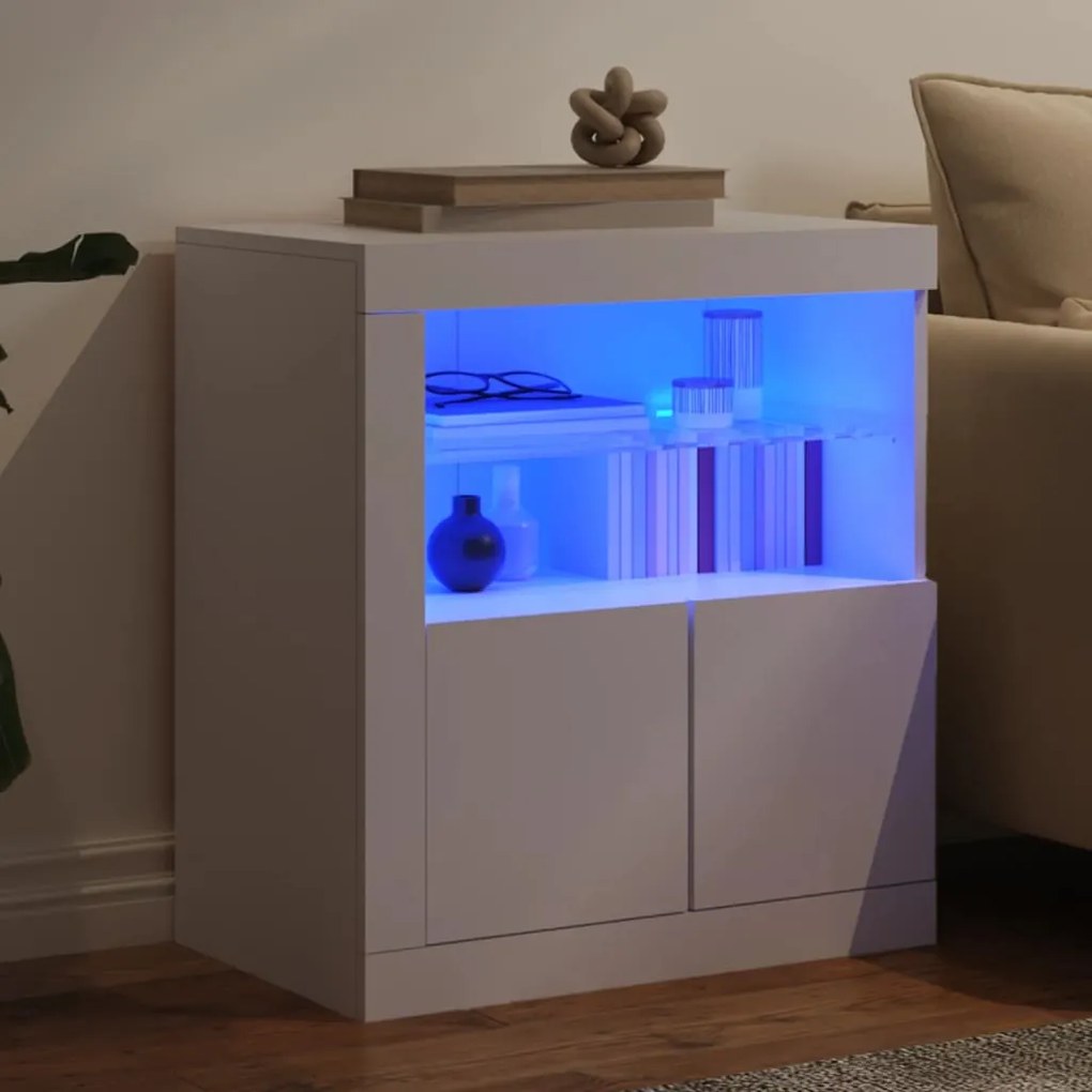 Aparador com luzes LED 60,5x37x67 cm branco
