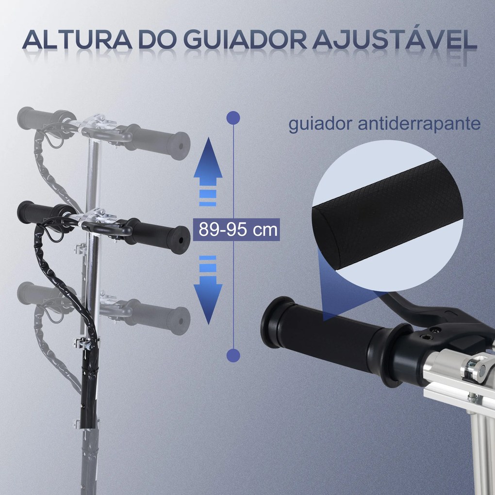 Trotinete Elétrica  Dobrável para Crianças e Adolescentes acima de 7 Anos Velocidade de 10km/h Trotinete Elétrica com Guiador Ajustável e Freios Carga