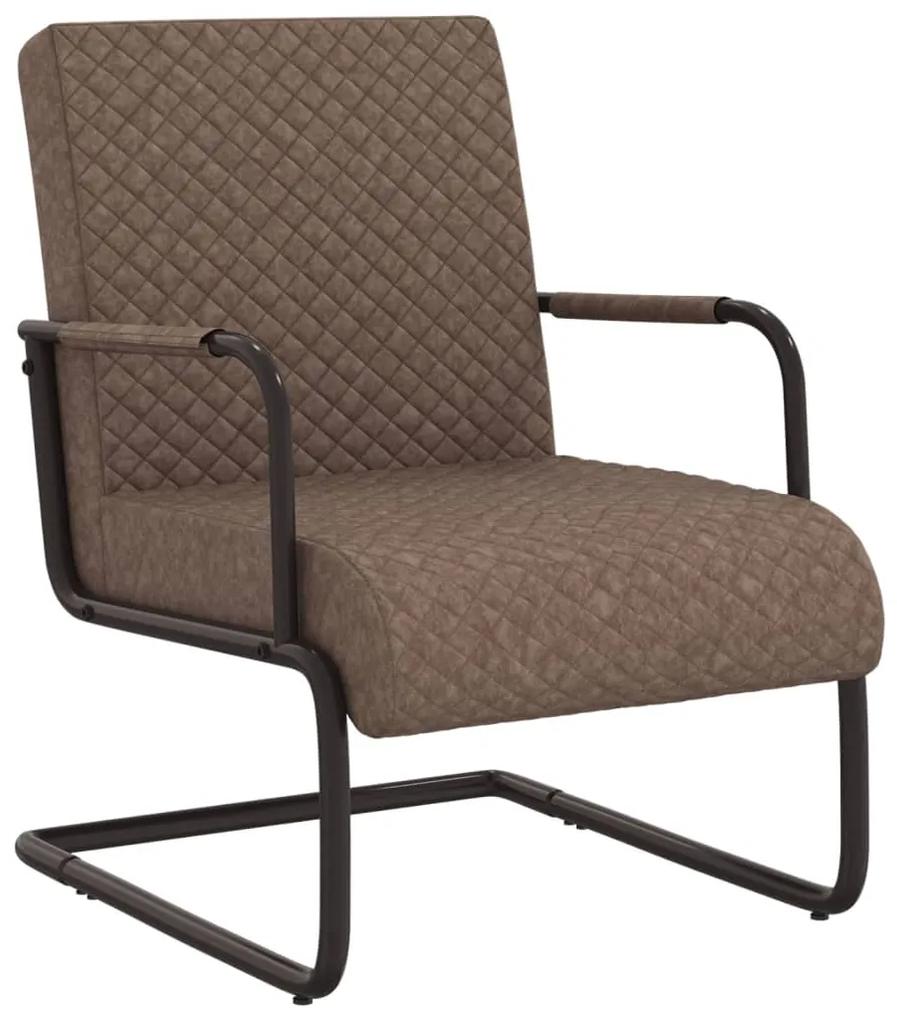 Cadeira cantilever em couro artificial castanho-escuro