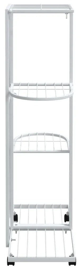 Suporte vasos c/ 4 prateleiras e rodas 44x23x80 cm ferro branco