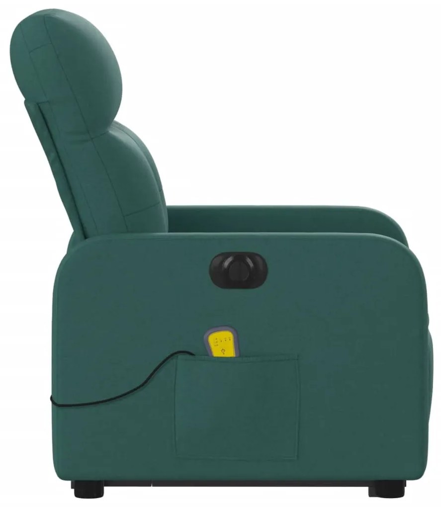 Poltrona elétrica elevatória massagens tecido verde-escuro