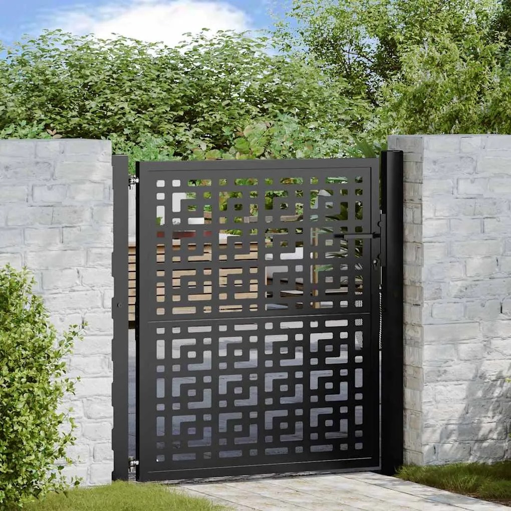 Portão de jardim 105x106 cm design cruzado de aço preto