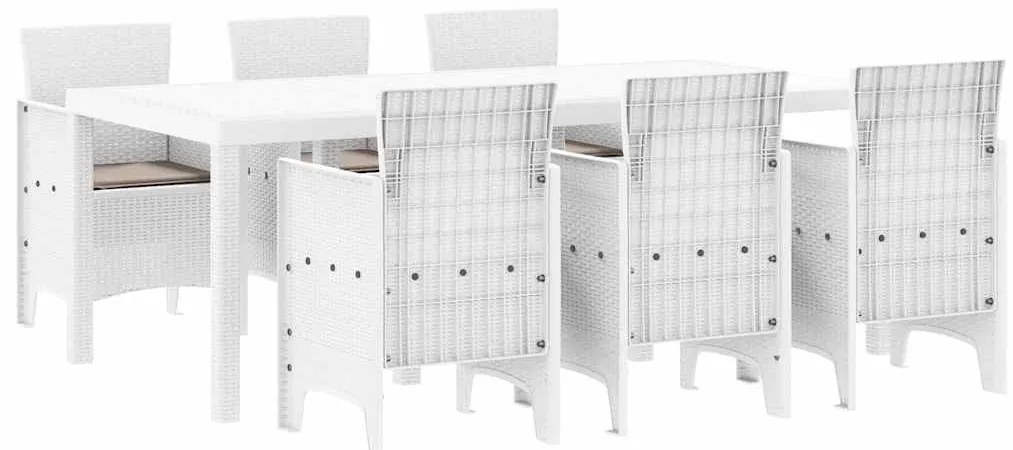 Conjunto de Jantar de Jardim 7 pcs Branco 200 x 100 x 73 cm