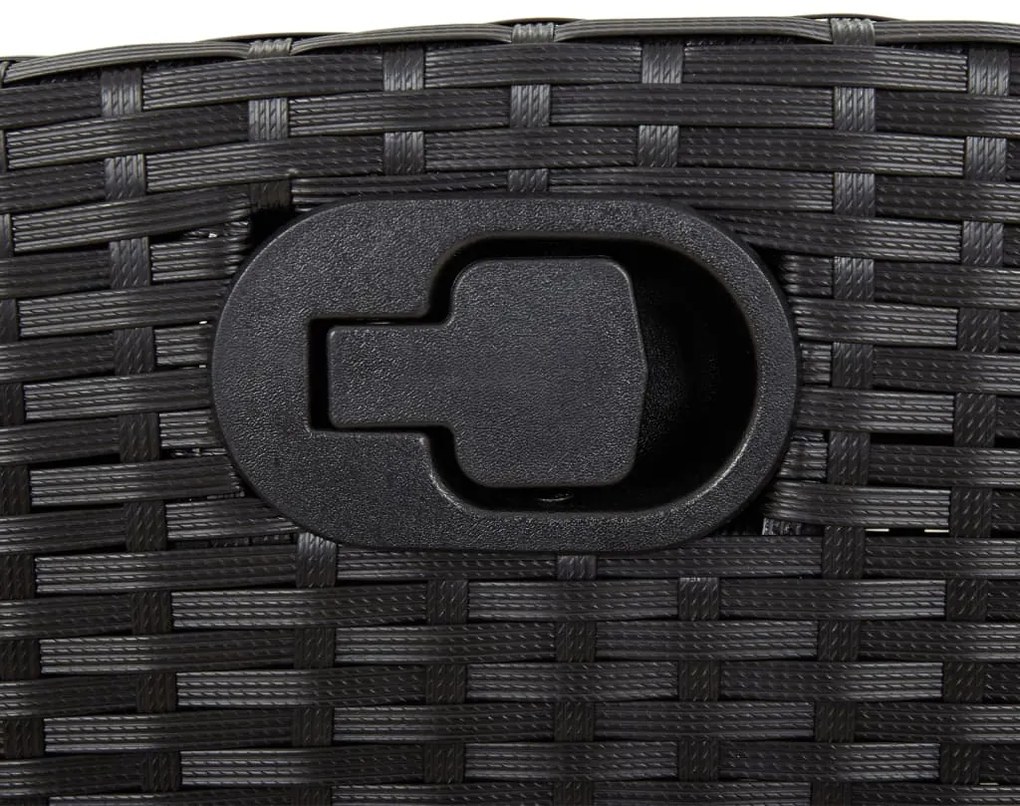 3 pcs conjunto de jantar p/ jardim c/ almofadões vime PE preto