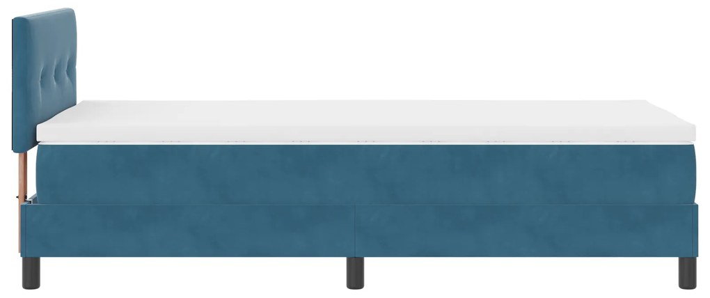 Cama Box Spring com Colchão Azul Escuro 100x200 cm Veludo