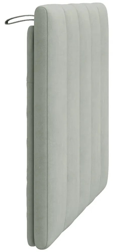 Almofadão de cabeceira 90 cm veludo cinzento-claro