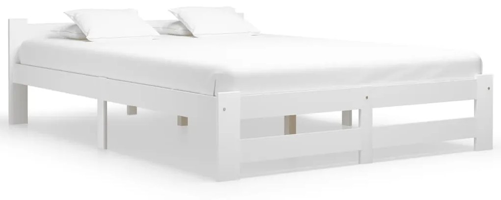 vidaXL Estrutura de cama 140x200 cm pinho maciço branco