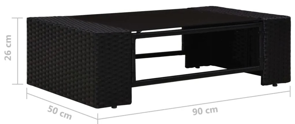 5 pcs conjunto lounge para jardim vime PE preto