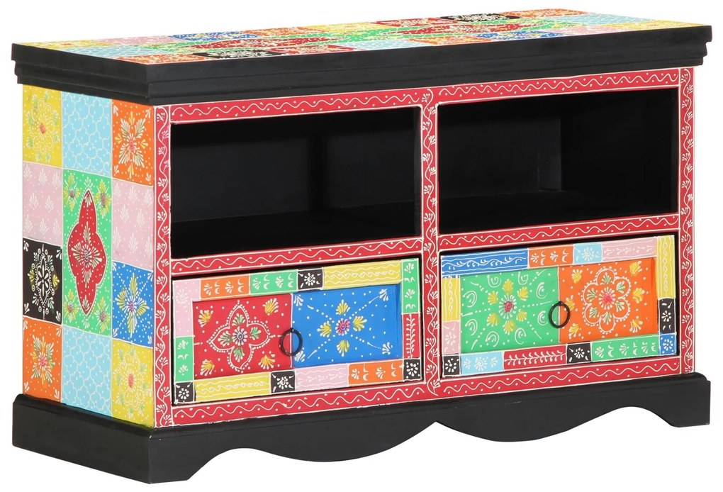 Armário de TV vidaXL Multicolorido 80x35x50 cm em Madeira Sólida de Ma