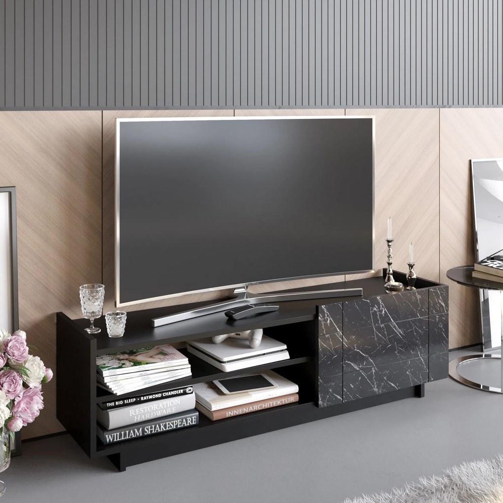 Móvel de TV Valantina – Preto – 140 cm x 41,4 cm x 37,1 cm
