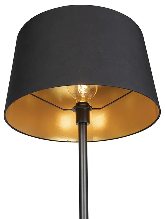 Candeeiro de pé moderno preto com cúpula preta 45 cm - Simplo Moderno