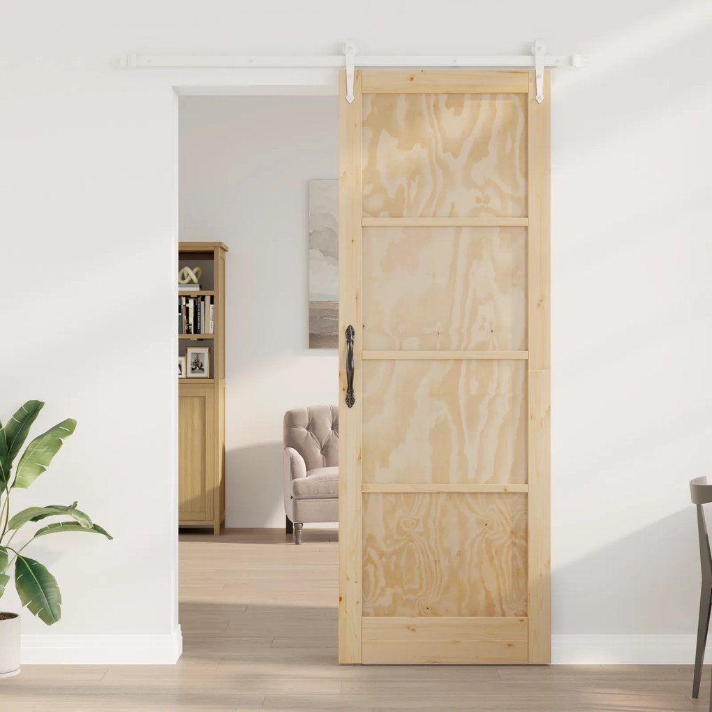 Porta Deslizante vidaXL com Conjunto de Hardware 83x232 cm Madeira Mac