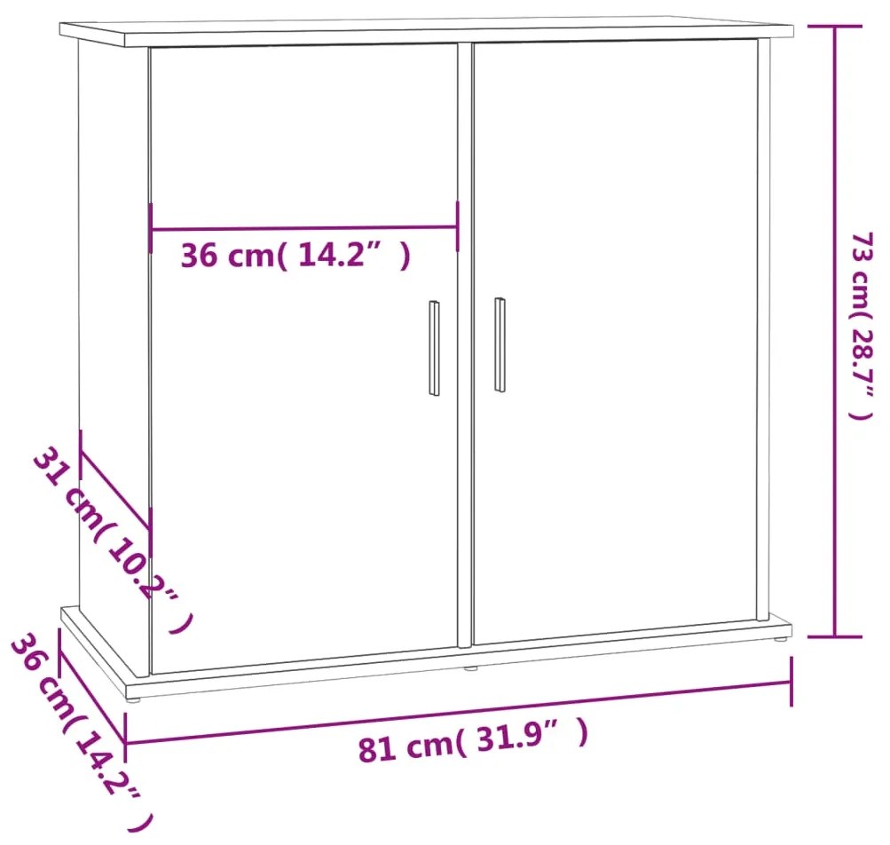 Suporte de aquário 81x36x73 cm deriv. madeira carvalho fumado