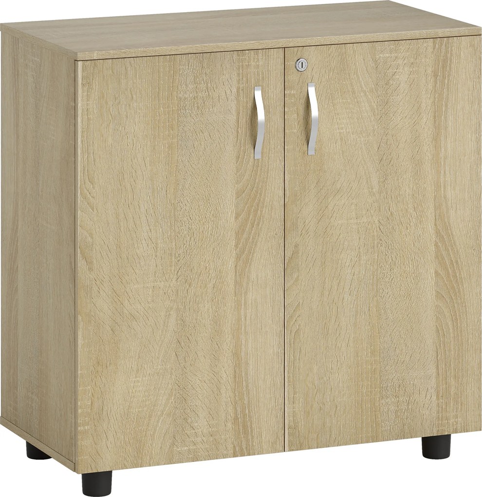 Vinsetto Armário Arquivador de Escritório com 2 Portas, Fechadura e Prateleira 80x40x80 cm Carvalho | Aosom Portugal