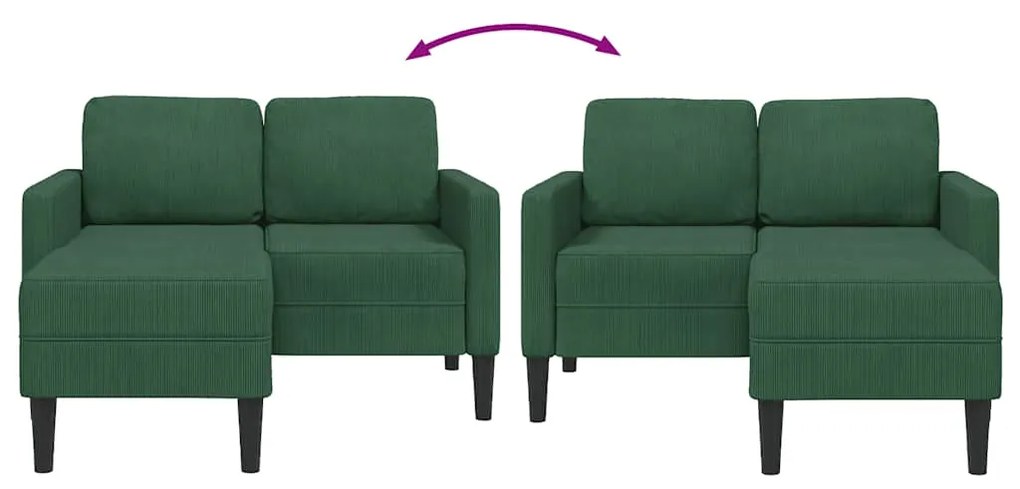 Sofá 2 lugares com Chaise em L 125 cm linho verde selva