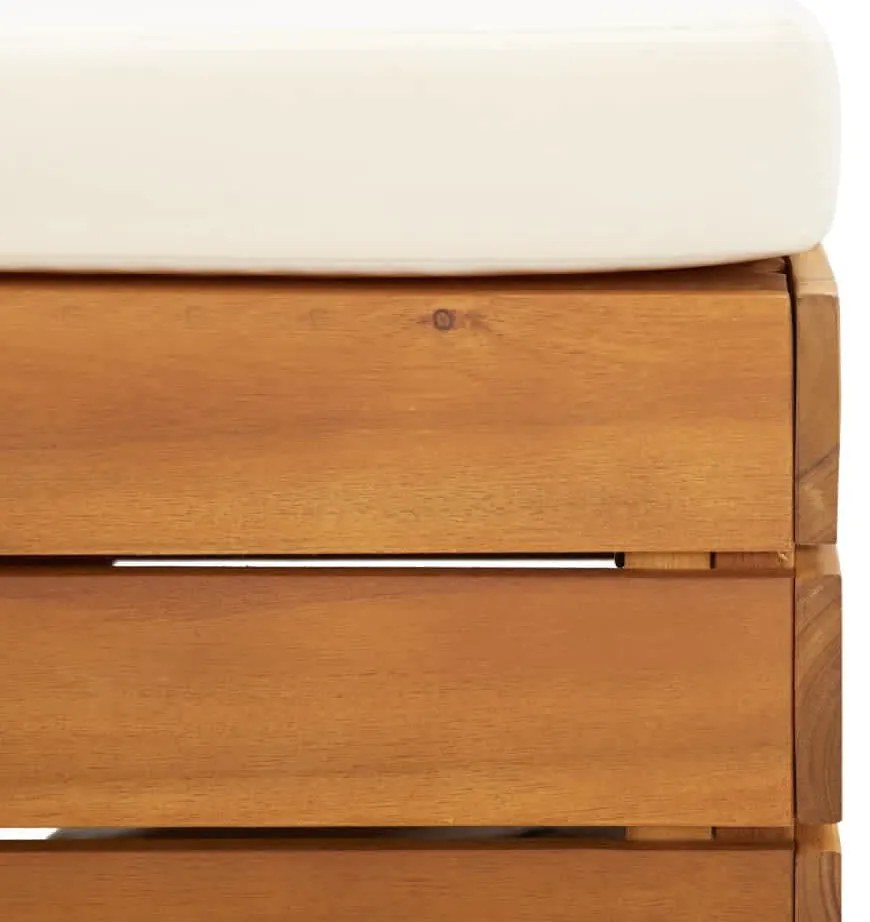 Conjunto mesa e apoio de pés jardim c/ almofadão acácia maciça