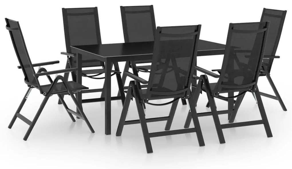 7 pcs conjunto de jantar para jardim alumínio antracite