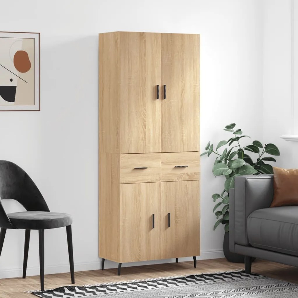 vidaXL Armário alto 69,5x34x180 cm derivados de madeira cor sonoma