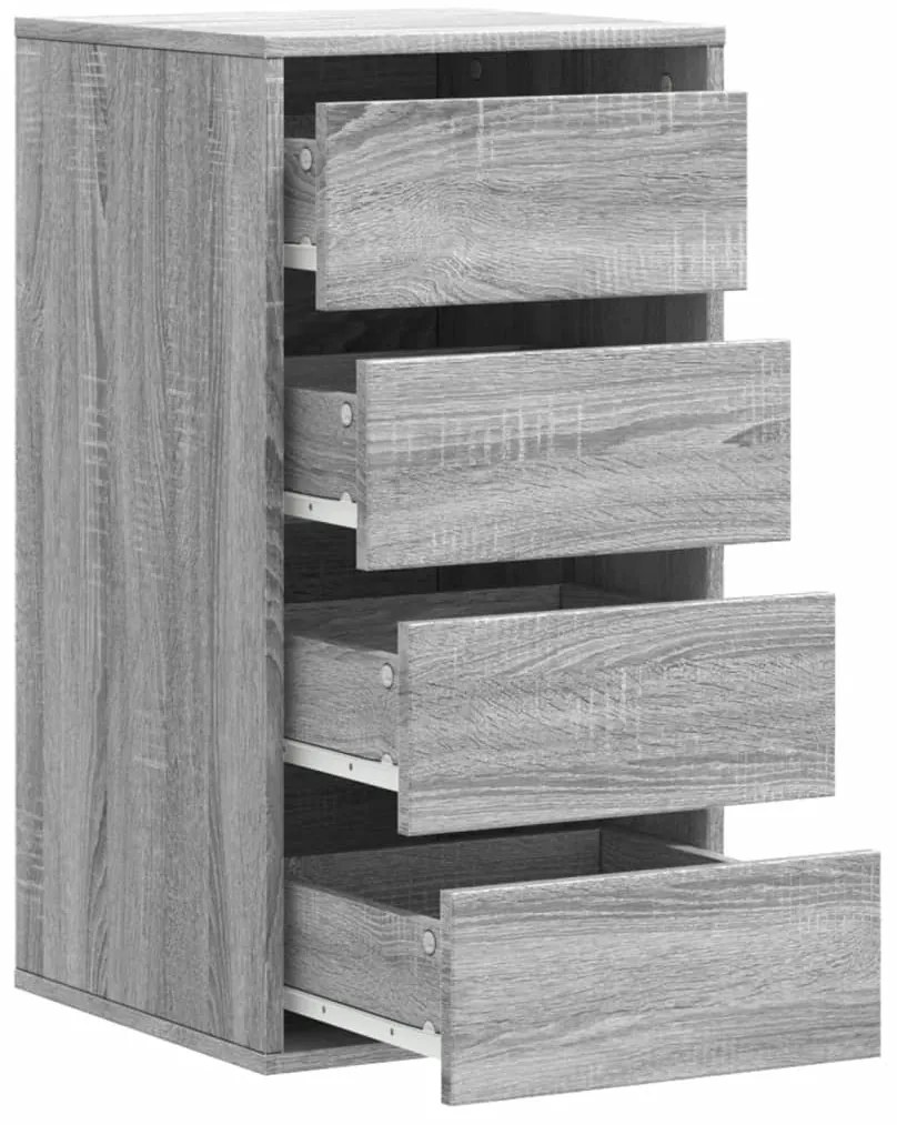 Cómoda com 4 Gavetas - 40x41x76 cm - derivados de madeira - cinzento