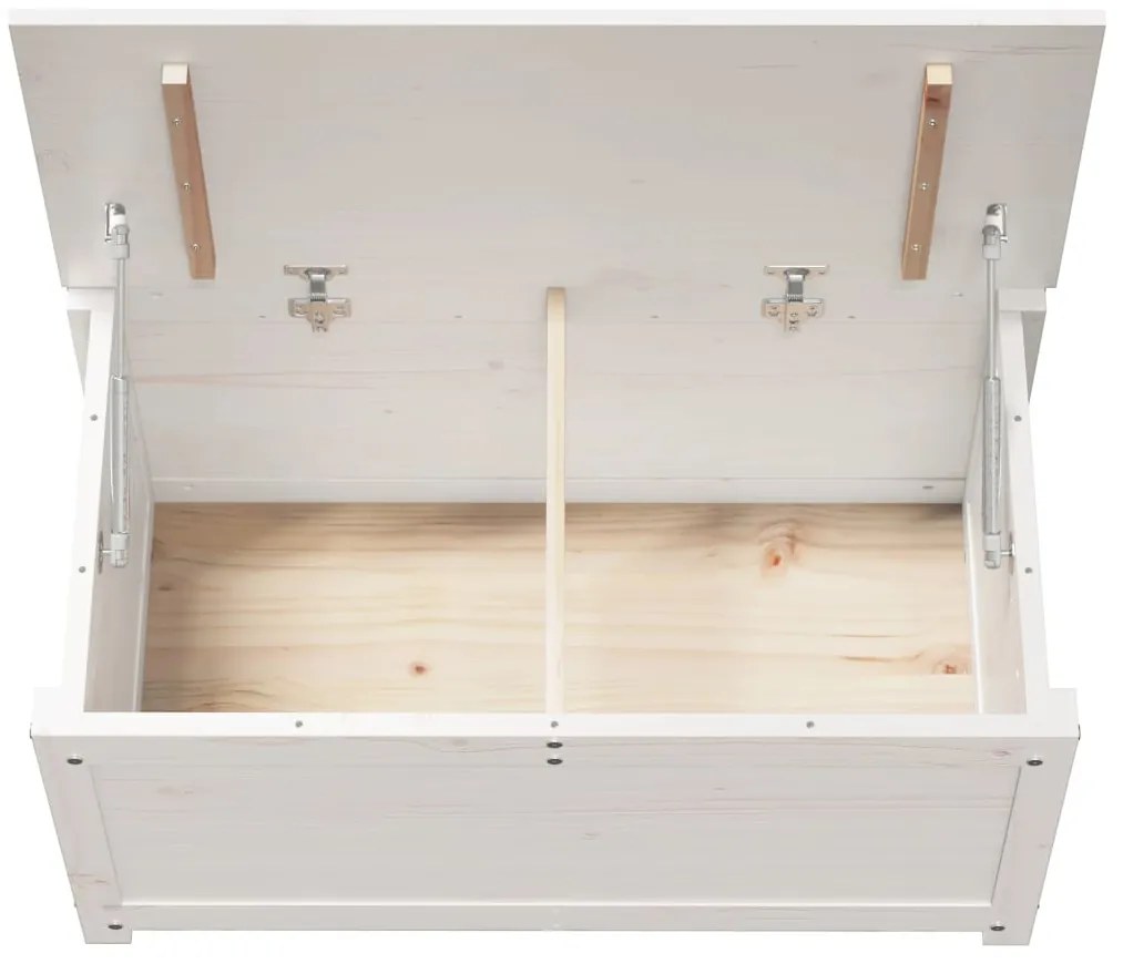 Caixa de arrumação 80x40x45,5 cm madeira de pinho maciça branco