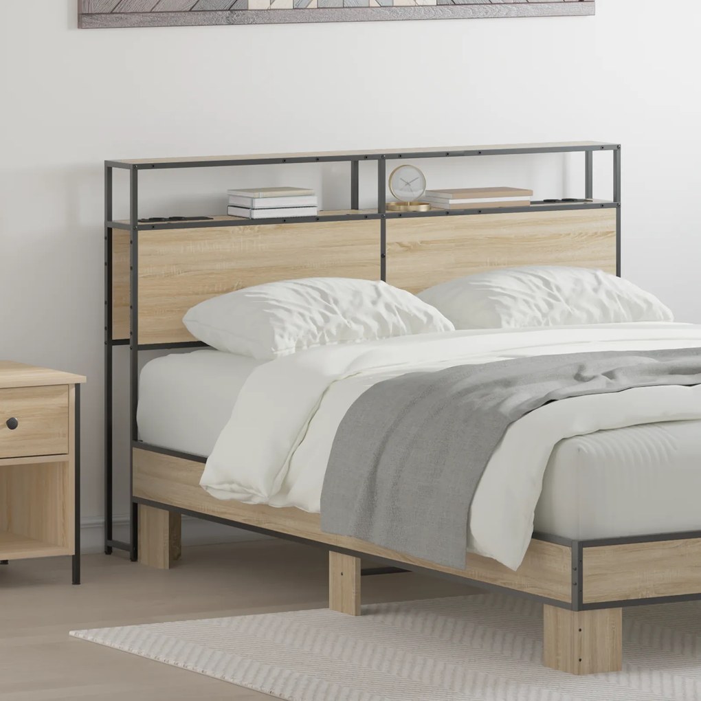 vidaXL Cabeceira de armazenamento com cabeceira Carvalho Sonoma 135 cm