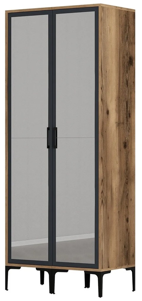 Roupeiro Kumsal RR – Nogueira e Antracite – 80x47,5x201,4 cm