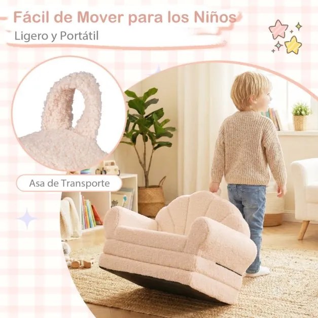 Sofá dobrável 2 em 1 em forma de concha para crianças, convertível em cama com braços, capa removível e base antiderrapante, para maiores de 3 anos, b