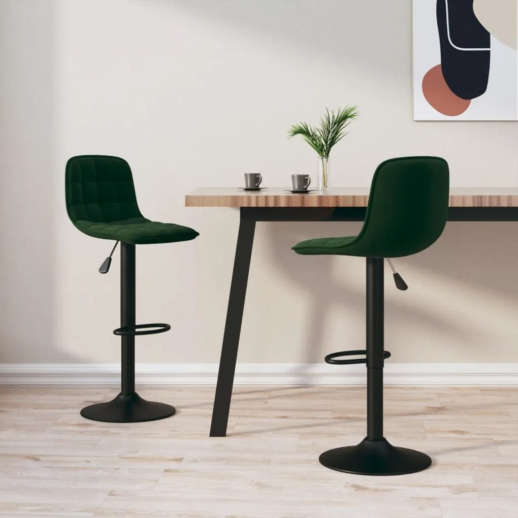 Bancos de bar 2 pcs veludo verde-escuro