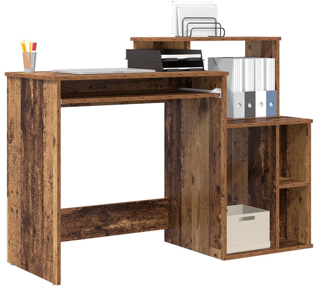 Mesa com Armazenamento Madeira Envelhecida 120.5x44x88.5 cm Derivados